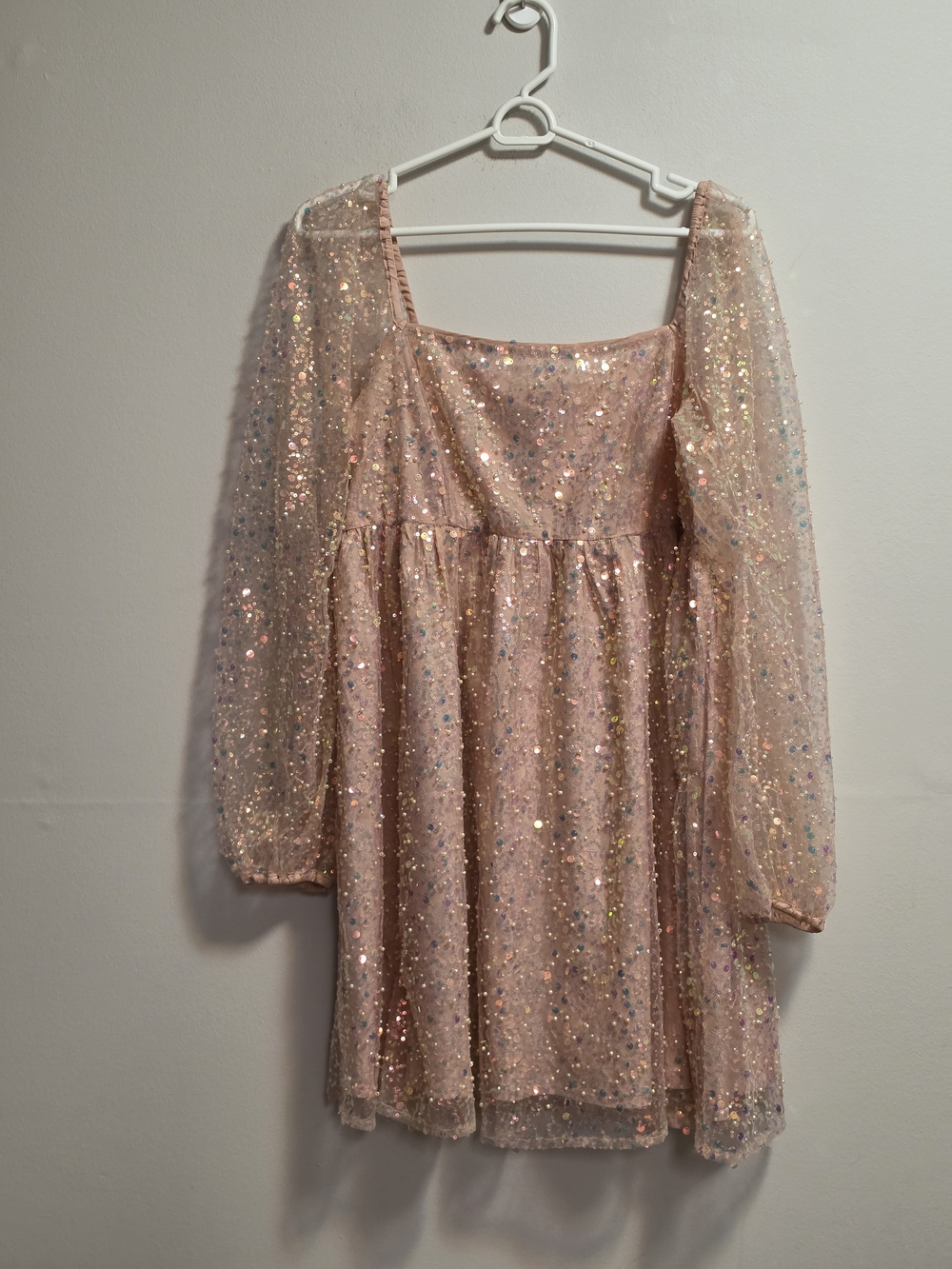 Main Strip Baby Doll Sparkling Pink Sequin Dress
